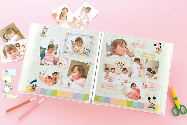 \アルバムづくり応援キャンペーン中!/ 【★刺繍名入れ代込】ナカバヤシ ディズニーベビーフエルアルバム ベビーミッキー&フレンズ L ア-LB-617-2 ミニー