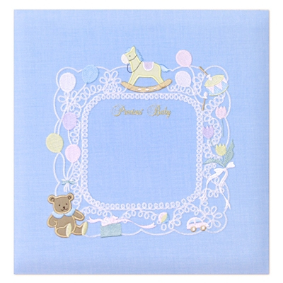 \アルバムづくり応援キャンペーン中!/ 【★刺繍名入れ代込】【ナカバヤシ WEB限定品】フエルアルバム 名作コレクション ベビーフレーム IT-LB-01-B ブルー