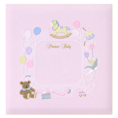 \アルバムづくり応援キャンペーン中!/ 【★刺繍名入れ代込】【ナカバヤシ WEB限定品】フエルアルバム 名作コレクション ベビーフレーム IT-LB-01-P ピンク