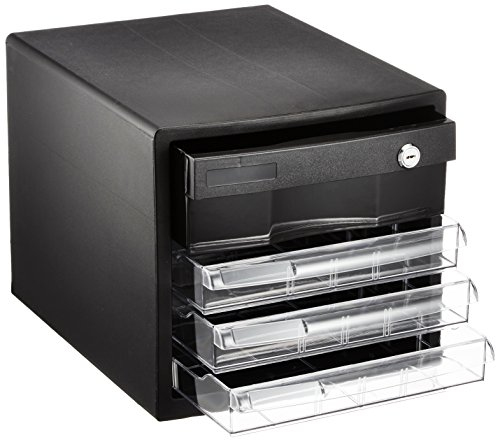 ナカ?oヤシ A4レターケース4段(カギ付き深1+浅3) ブラック A4E-SK4B