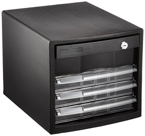 ナカバヤシ A4レターケース4段(カギ付き深1+浅3) ブラック A4E-SK4B