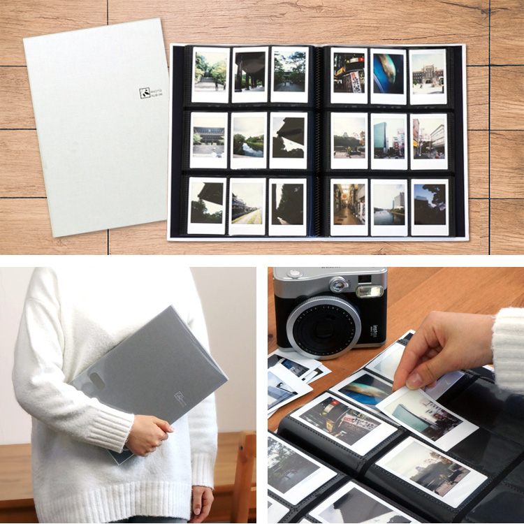 【WEB限定品】ナカバヤシ セラピーカラー チェキサイズ 252枚収納 布表紙 3列×3段タイプ9面ポケット TCPK-INS-252-PW ホワイト