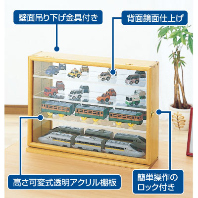 【WEB限定品】ナカバヤシ LEDライト付き コレクションケース ワイド 透明アクリル棚板タイプ IT-CCM-202NM-LED