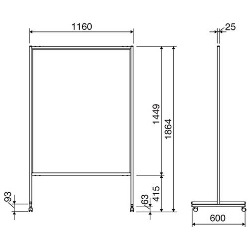 ナカバヤシ キャスター付き アクリルパーティション クリア PTS-CA1118CR