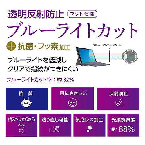 Surface Go2 Surface Go 対応液晶保護フィルム ブルーライトを軽減!マットタイプ TBF-SFG20FLGCBC (tm)