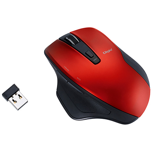 ナカバヤシ Digio2 無線静音5ボタンBlue LEDマウス MUS-RKF155R レッド (tm)