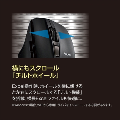 高速スクロールホイール搭載<神速>シリーズBluetooth静音5ボタンBlueLEDマウス/ブラック MUS-BKF165BK (tm)