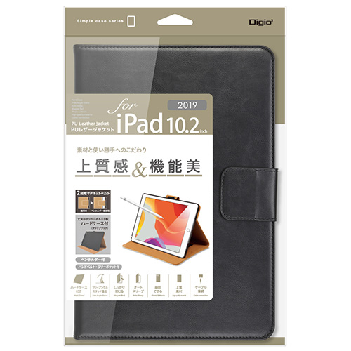 Digio2 iPad 10.2inch 2019用 PUレザージャケット TBC-IP1908BK ブラック (tm)