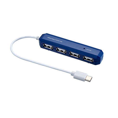 ナカバヤシ Digio2 USB2.0 Type-C 4ポートハブ 15cm UH-C2474BL ブルー (tm)
