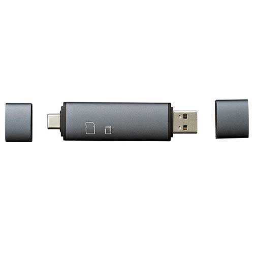 USB2.0 Type-C&Aアルミカードリーダー/グレー CRW-DCSD75GY (tm)