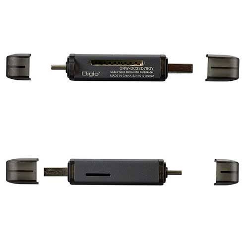 USB3G1 Type-C&Aアルミカードリーダー/グレー CRW-DC3SD76GY (tm)