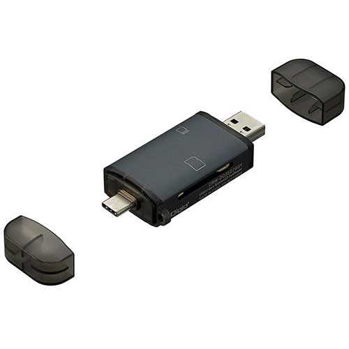 USB3G1 Type-C&Aアルミカードリーダー/グレー CRW-DC3SD76GY (tm)