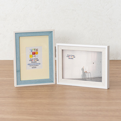 ナカバヤシ ツートン フォトフレーム L・チェキ 2面 ブルー F-TMS-111-2-B