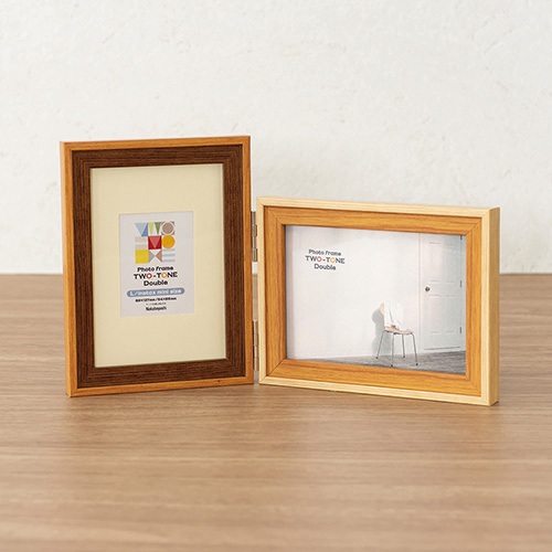 ナカバヤシ ツートン フォトフレーム L・チェキ 2面 ブラウン F-TMS-111-2-BR