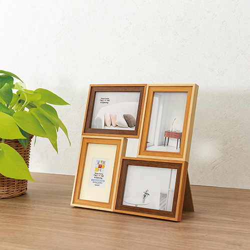 ナカバヤシ ツートン フォトフレーム L・チェキ 4面 ブラウン F-TMS-111-4-BR