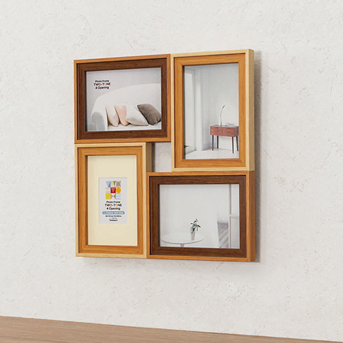 ナカバヤシ ツートン フォトフレーム L・チェキ 4面 ブラウン F-TMS-111-4-BR