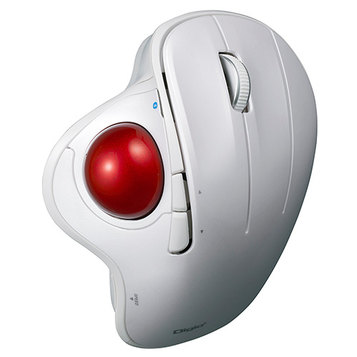 角度可変スタンド付き。Bluetooth5.0 親指5ボタン光学式トラックボール/ホワイト MUS-TBIF182W(tm)