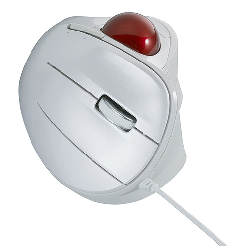 角度可変スタンド付き。有線親指5ボタン光学式トラックボール/ホワイト MUS-TUIF181W(tm)