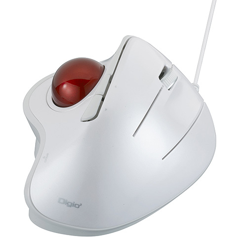角度可変スタンド付き。有線親指5ボタン光学式トラックボール/ホワイト MUS-TUIF181W(tm)