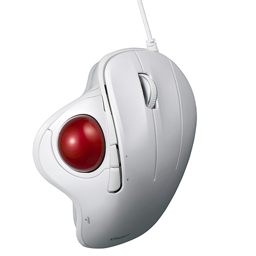 角度可変スタンド付き。有線親指5ボタン光学式トラックボール/ホワイト MUS-TUIF181W(tm)