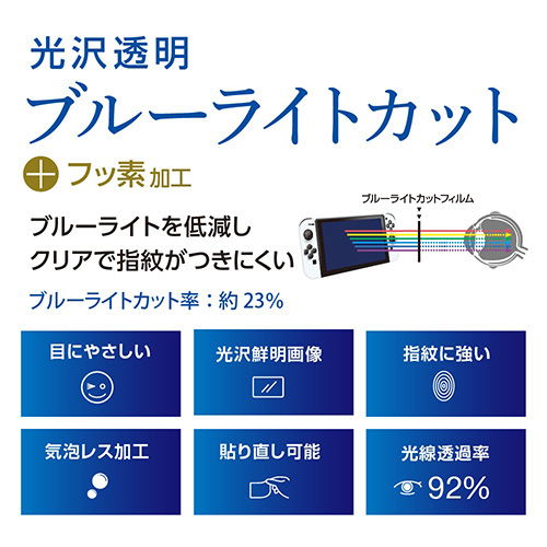 Switch  有機ELモデル用ティスプレイ保護フィルム/光沢ブルーライトカット GAF-SWEFLKBC(tm)