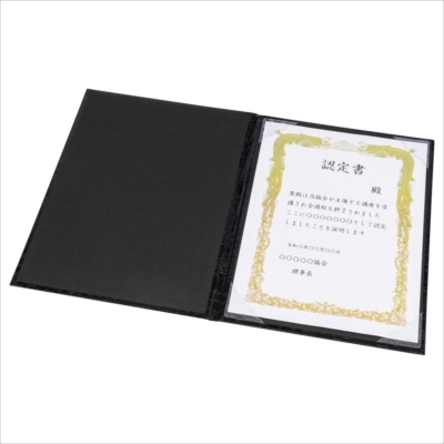 ナカバヤシ 証書ファイル Cタイプ A4 紙製クロス・クロコダイルツヤ ブラック FSPT-A4C-D