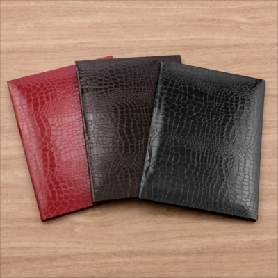 ナカバヤシ 証書ファイル Cタイプ A4 紙製クロス・クロコダイルツヤ ブラック FSPT-A4C-D