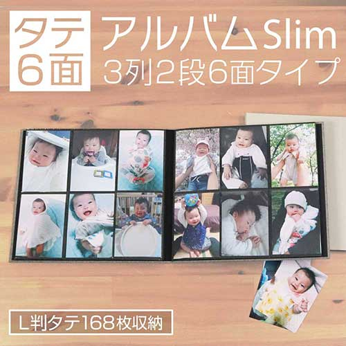 【WEB限定品】ナカバヤシ スリムポケットアルバム 縦写真収納 6面ポケットアルバム SPA-6TL-168-BR ブラウン