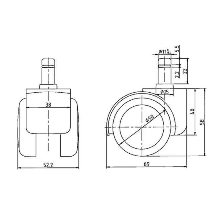 ナカバヤシ　チェア用ナイロンキャスター　CA-CN01BK　(tm)　