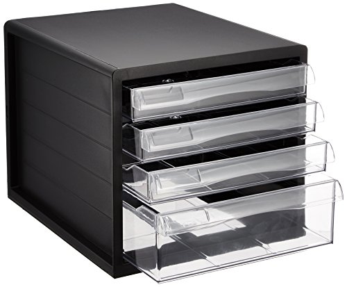 ナカバヤシ A4レターケース4段(浅3+深1) ブラック A4E-04B