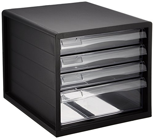 ナカバヤシ A4レターケース4段(浅3+深1) ブラック A4E-04B