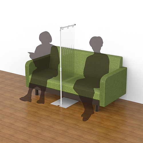 ナカバヤシ 飛沫防止防炎シートスタンド スライドMサイズ/ホワイト PTS-SL4070W