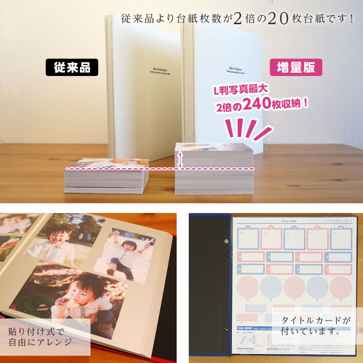 【WEB限定 アイボリー台紙/増量版】ナカバヤシ 布クロスアルバム de favine【ドゥファビネ】 フエルアルバム Lサイズ IT-LD-191-R/20L/V レッド