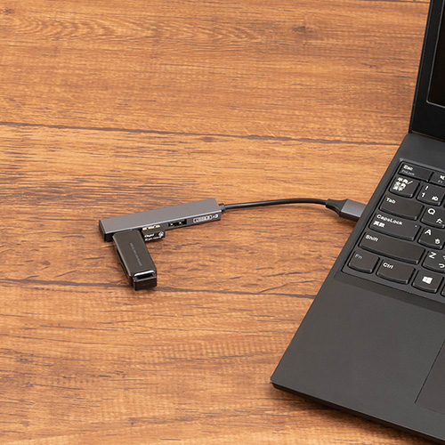 ナカバヤシ アルミ極薄USBハブ【STIX】シリーズ USB2.0 3ポートハブ/グレー UH-2543GY (tm)