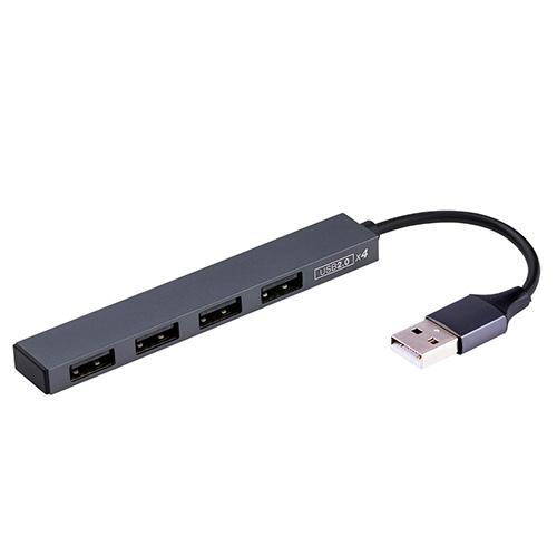 ナカバヤシ アルミ極薄USBハブ【STIX】シリーズ USB2.0 4ポートハブ/グレー UH-2554GY (tm)