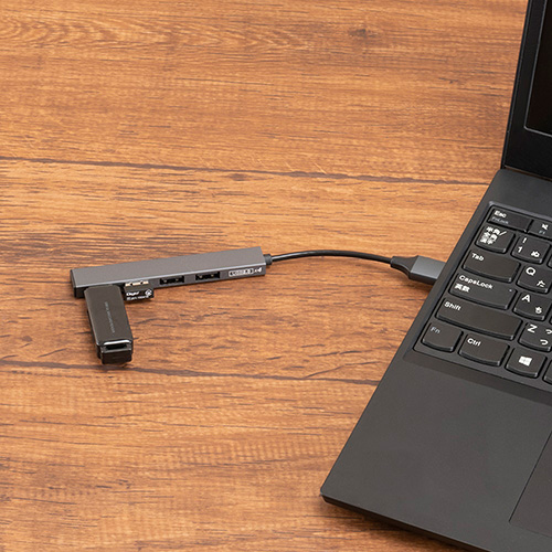 ナカバヤシ アルミ極薄USBハブ【STIX】シリーズ USB2.0 4ポートハブ/グレー UH-2554GY (tm)