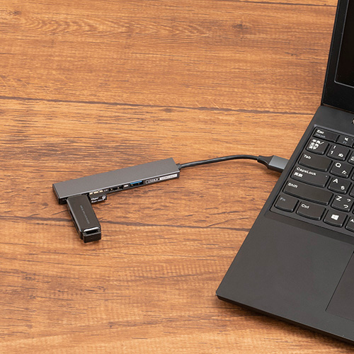 ナカバヤシ アルミ極薄USBハブ【STIX】シリーズ USB3.2Gen1+2.0 4ポートハブ/グレー UH-3254GY (tm)