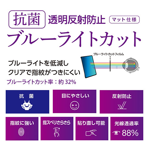 ナカバヤシ iPhoneSE(第3.2世代)用液晶保護フィルム 透明反射防止ブルーライトカット 〔抗菌加工 SMF-IP221FLGCBC (tm)