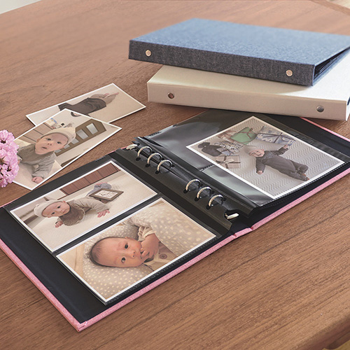 ナカバヤシ cotto. (コット) バインダー式 黒台紙フォトアルバム L判40枚 ヨコ ピンク A-COPLY-401-P