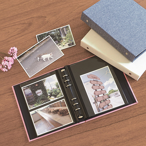 ナカバヤシ cotto. (コット) バインダー式 黒台紙フォトアルバム L判40枚 ヨコ ブルー A-COPLY-401-B