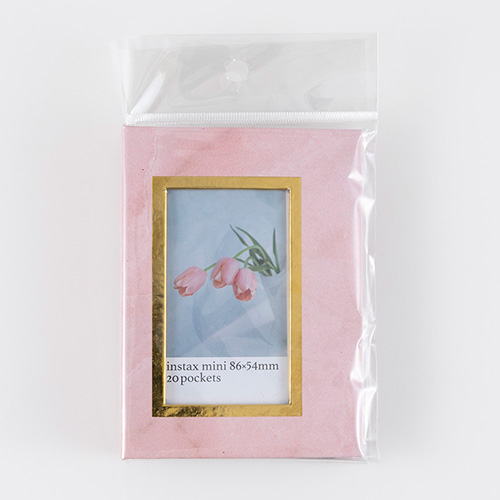 ナカバヤシ チェキ用ポケットアルバム20枚収納 大理石風 ピンク A-CK-201-P