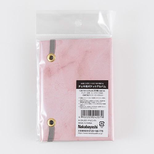 ナカバヤシ チェキ用ポケットアルバム20枚収納 大理石風 ピンク A-CK-201-P