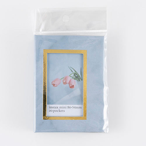 ナカバヤシ チェキ用ポケットアルバム20枚収納 大理石風 ブルー A-CK-201-B