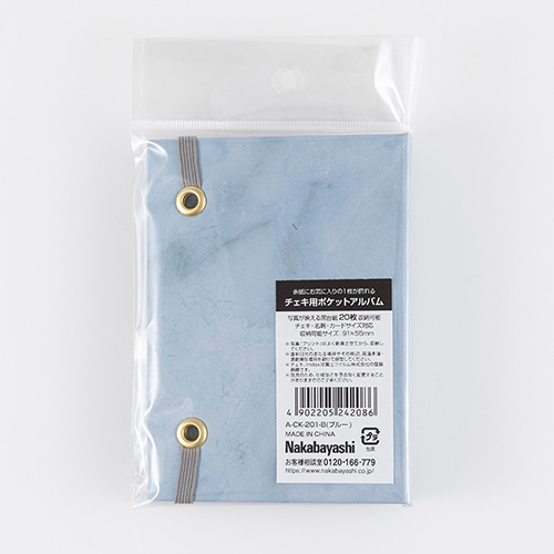 ナカバヤシ チェキ用ポケットアルバム20枚収納 大理石風 ブルー A-CK-201-B