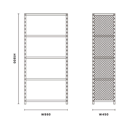 FeC&D/メッシュシェルフ/ホワイト FECAD-SH-W【別注】