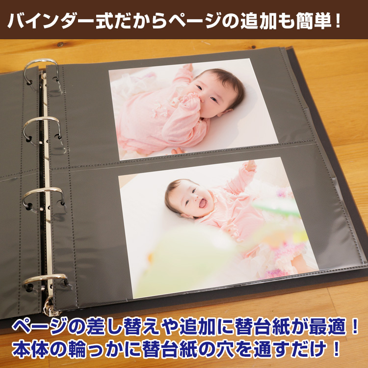 【WEB限定品】ナカバヤシ セラピーカラー バインダーアルバム（TCPK-LY） 専用 替台紙 リフィル 2ポケット替台紙 3枚セット TCPK-LY-2P-3N
