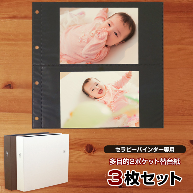 【WEB限定品】ナカバヤシ セラピーカラー バインダーアルバム（TCPK-LY） 専用 替台紙 リフィル 2ポケット替台紙 3枚セット TCPK-LY-2P-3N