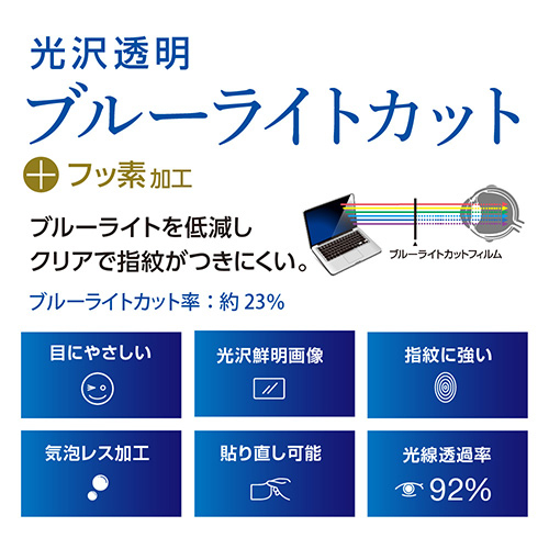 ナカバヤシ MacBook Air M2チップ搭載モデル用液晶保護フィルム/光沢透明ブルーライトカット SF-MBA1302FLKBC