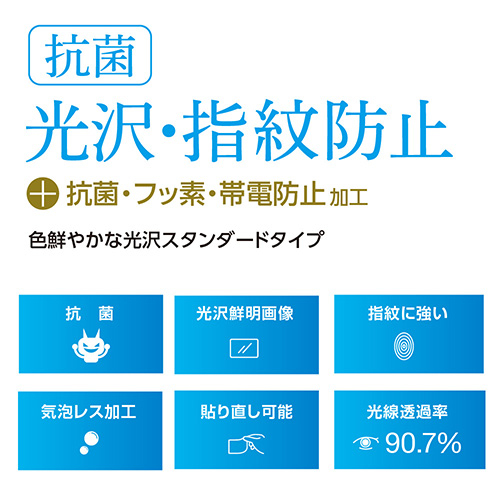 ナカバヤシ MacBook Air M2チップ搭載モデル用液晶保護フィルム/光沢・指紋防止 〔抗菌加工〕 SF-MBA1302FLS