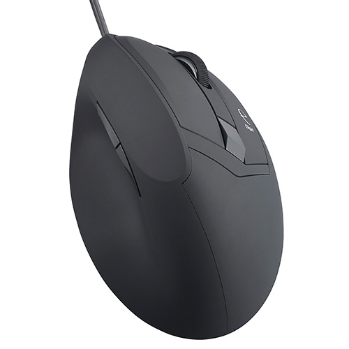 ナカバヤシ 有線 静音5ボタン Blue LEDエルゴノミクスマウス【MUS-UKF208】ブラック